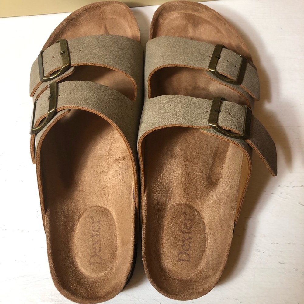 Birkenstock Inspired Dexter Abraham Tan Slides/Sandals, New In Box, Size 8,